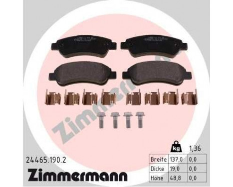 Brake Pad Set, disc brake 24465.190.2 Zimmermann, Image 4