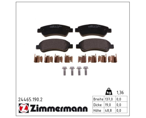 Brake Pad Set, disc brake 24465.190.2 Zimmermann, Image 4