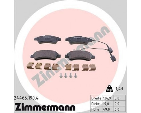 Brake Pad Set, disc brake 24465.190.4 Zimmermann, Image 4