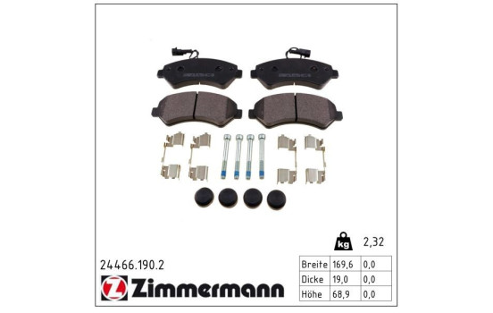Brake Pad Set, disc brake 24466.190.2 Zimmermann, Image 2