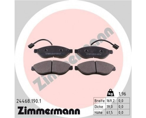 Brake Pad Set, disc brake 24468.190.1 Zimmermann, Image 2