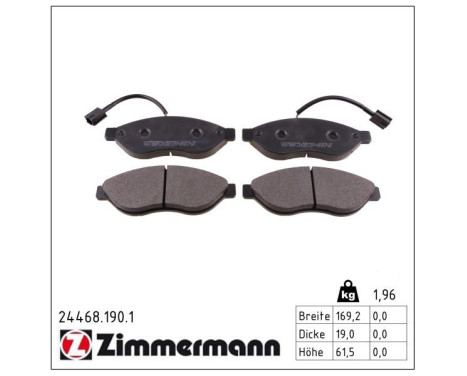 Brake Pad Set, disc brake 24468.190.1 Zimmermann, Image 2
