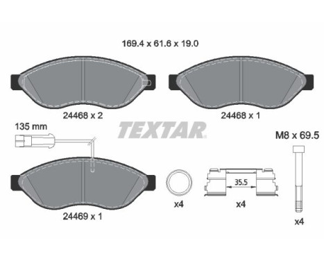 Brake pad set, disc brake 2446807 Textar