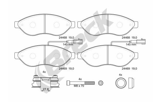 Brake pad set, disc brake 24469 00 703 10 Breck
