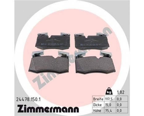 Brake Pad Set, disc brake 24478.150.1 Zimmermann, Image 2