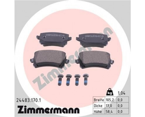 Brake Pad Set, disc brake 24483.170.1 Zimmermann, Image 2