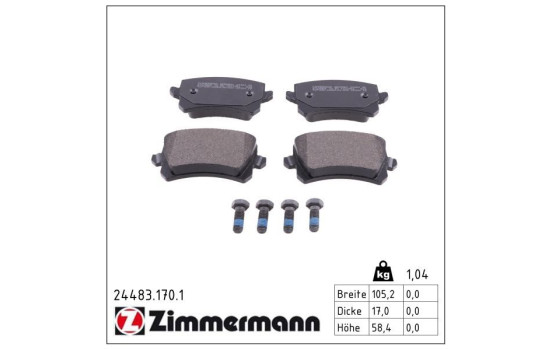 Brake Pad Set, disc brake 24483.170.1 Zimmermann, Image 2
