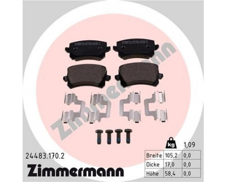 Brake Pad Set, disc brake 24483.170.2 Zimmermann, Image 2