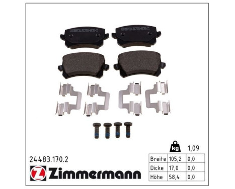 Brake Pad Set, disc brake 24483.170.2 Zimmermann, Image 2