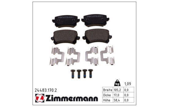 Brake Pad Set, disc brake 24483.170.2 Zimmermann, Image 2