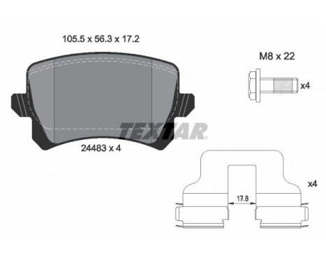 Brake Pad Set, disc brake 2448301 Textar, Image 2