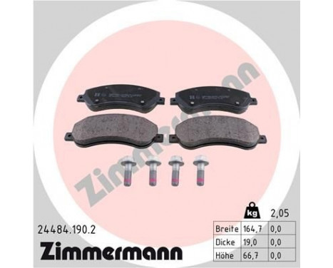 Brake Pad Set, disc brake 24484.190.2 Zimmermann, Image 2