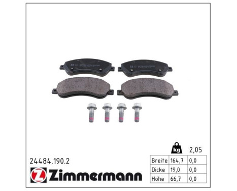 Brake Pad Set, disc brake 24484.190.2 Zimmermann, Image 2