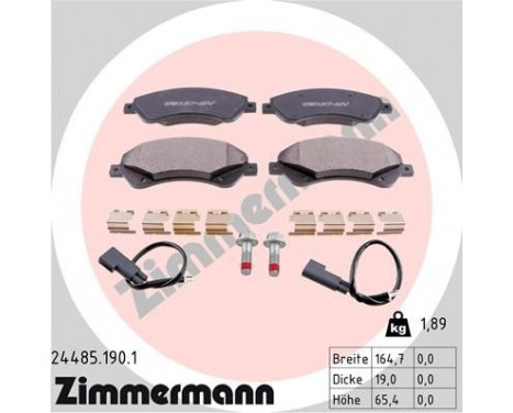 Brake Pad Set, disc brake 24485.190.1 Zimmermann, Image 2