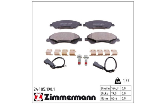 Brake Pad Set, disc brake 24485.190.1 Zimmermann, Image 2