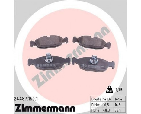 Brake Pad Set, disc brake 24487.160.1 Zimmermann, Image 2