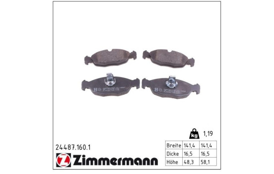 Brake Pad Set, disc brake 24487.160.1 Zimmermann, Image 2