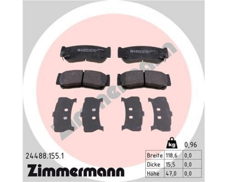 Brake Pad Set, disc brake 24488.155.1 Zimmermann, Image 2