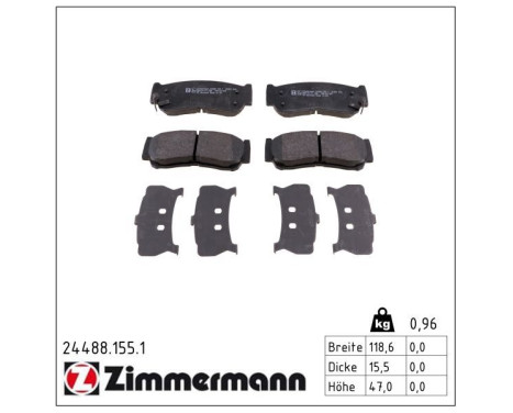 Brake Pad Set, disc brake 24488.155.1 Zimmermann, Image 2
