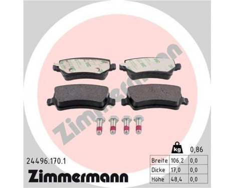 Brake Pad Set, disc brake 24496.170.1 Zimmermann, Image 2