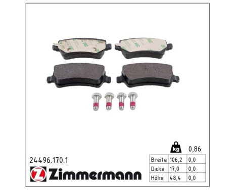 Brake Pad Set, disc brake 24496.170.1 Zimmermann, Image 2