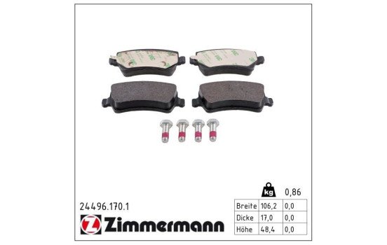 Brake Pad Set, disc brake 24496.170.1 Zimmermann, Image 2