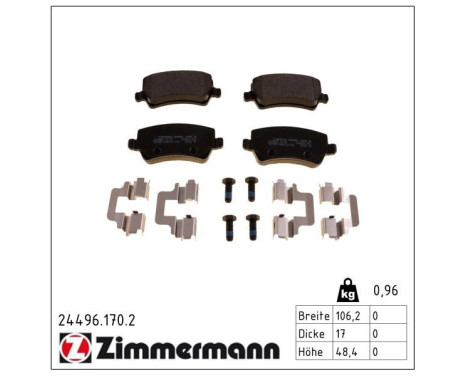 Brake Pad Set, disc brake 24496.170.2 Zimmermann, Image 2