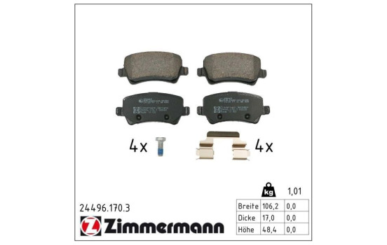 Brake pad set, disc brake 24496.170.3 Zimmermann