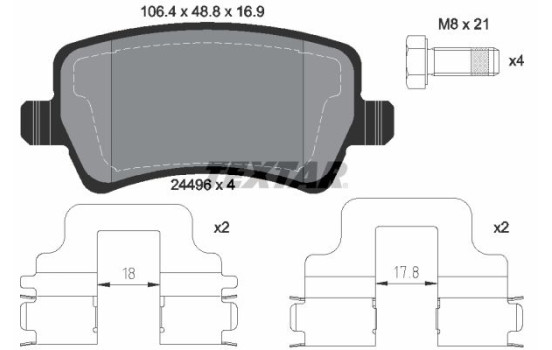 Brake Pad Set, disc brake 2449602 Textar, Image 2