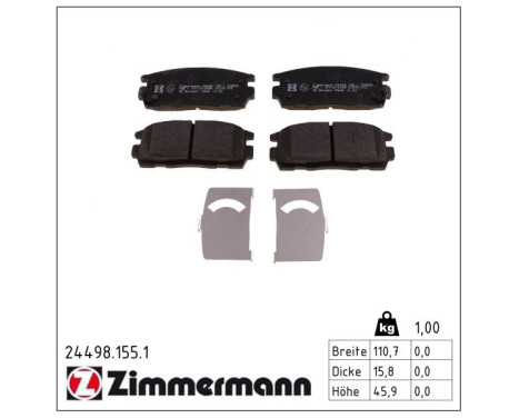 Brake Pad Set, disc brake 24498.155.1 Zimmermann, Image 2