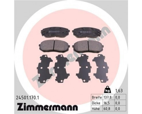 Brake Pad Set, disc brake 24501.170.1 Zimmermann, Image 2