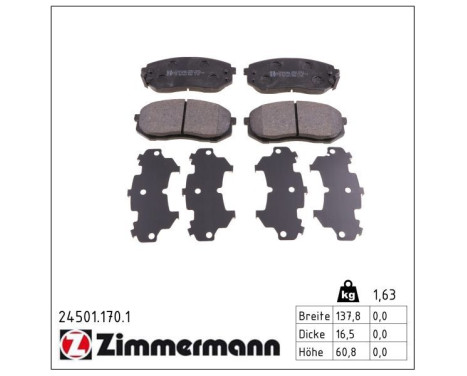 Brake Pad Set, disc brake 24501.170.1 Zimmermann, Image 2