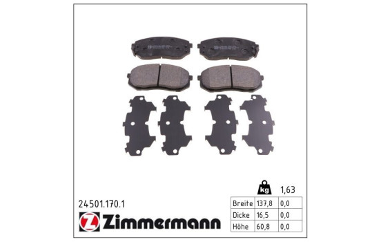 Brake Pad Set, disc brake 24501.170.1 Zimmermann, Image 2