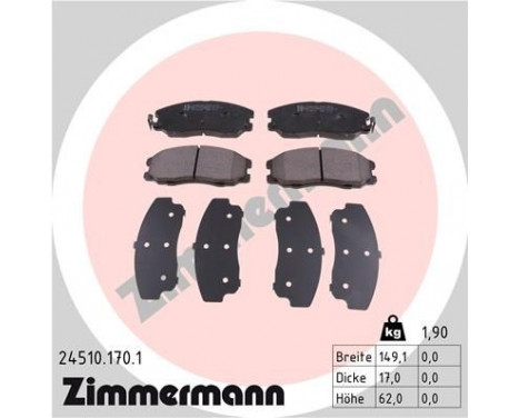 Brake Pad Set, disc brake 24510.170.1 Zimmermann, Image 2