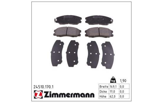 Brake Pad Set, disc brake 24510.170.1 Zimmermann, Image 2