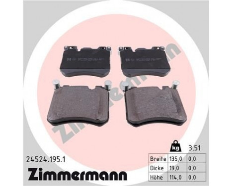 Brake Pad Set, disc brake 24524.195.1 Zimmermann, Image 2