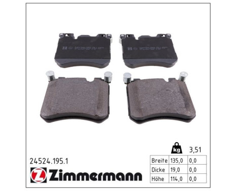 Brake Pad Set, disc brake 24524.195.1 Zimmermann, Image 2