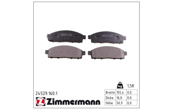 Brake Pad Set, disc brake 24529.160.1 Zimmermann, Image 2