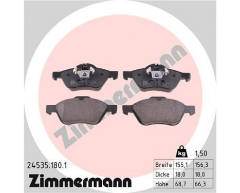 Brake Pad Set, disc brake 24535.180.1 Zimmermann, Image 2