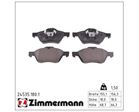 Brake Pad Set, disc brake 24535.180.1 Zimmermann, Image 2