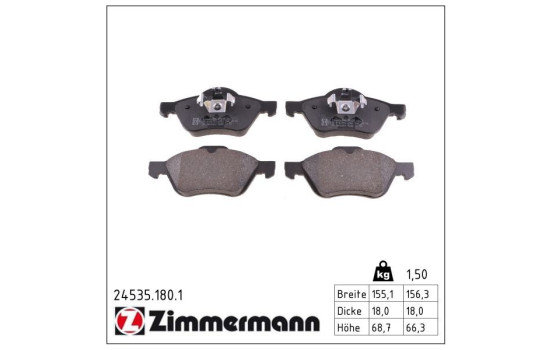 Brake Pad Set, disc brake 24535.180.1 Zimmermann, Image 2