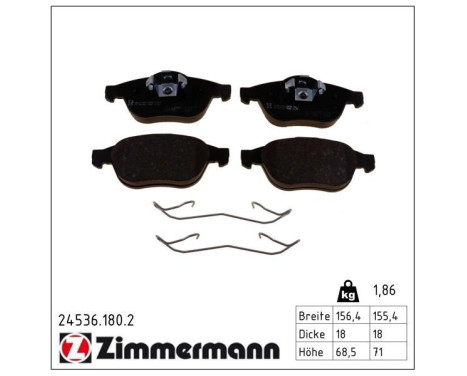 Brake Pad Set, disc brake 24536.180.2 Zimmermann, Image 2