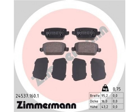 Brake Pad Set, disc brake 24537.160.1 Zimmermann, Image 2