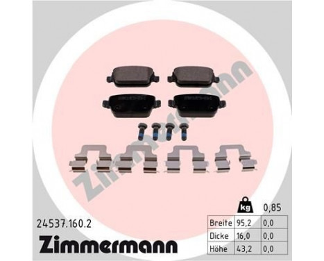 Brake Pad Set, disc brake 24537.160.2 Zimmermann, Image 2