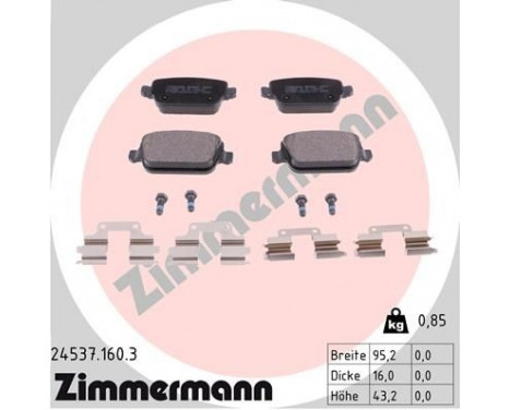 Brake Pad Set, disc brake 24537.160.3 Zimmermann, Image 2