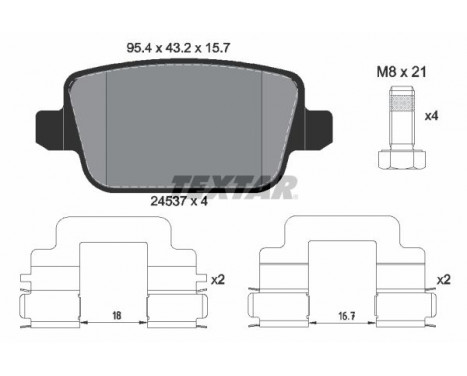 Brake Pad Set, disc brake 2453703 Textar, Image 2