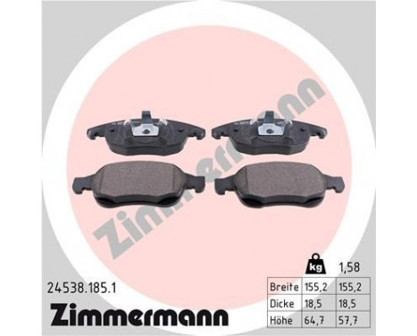 Brake Pad Set, disc brake 24538.185.1 Zimmermann, Image 2