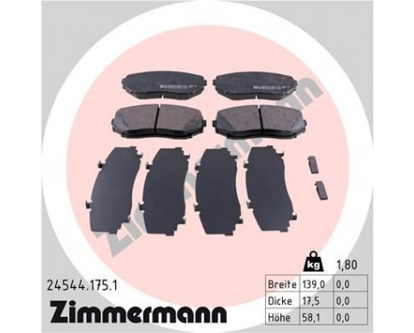 Brake Pad Set, disc brake 24544.175.1 Zimmermann, Image 2