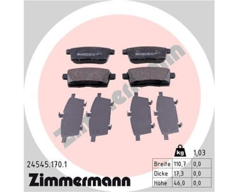 Brake Pad Set, disc brake 24545.170.1 Zimmermann, Image 2