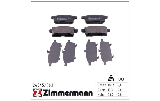 Brake Pad Set, disc brake 24545.170.1 Zimmermann, Image 2
